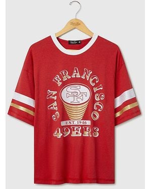 Junk Food Nfl Glitter Boxy Ringer Top - Red