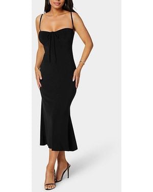 Bebe Bow Bustier Knit Slip Midi Dress - Black