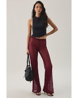 Out From Under Lily Sheer Lace Wide Leg Pants - Red
