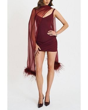 Miss Circle Tori Scarf Pleated Mini Dress - Red