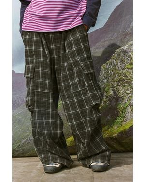 iets frans... Black Xl Check Cargo Trousers - Green