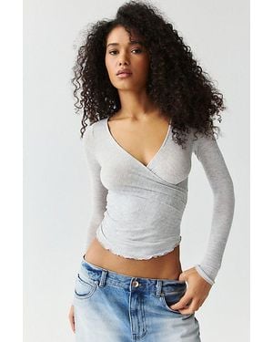 Out From Under All Wrapped Up Surplice Long Sleeve Top - Grey
