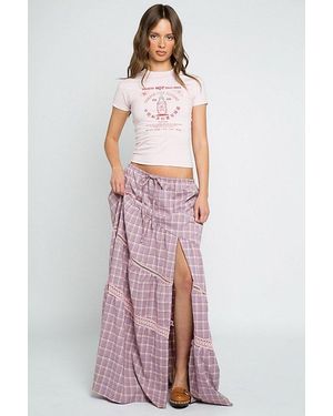 Daisy Street Clove Asymmetric Tiered Maxi Skirt - Pink