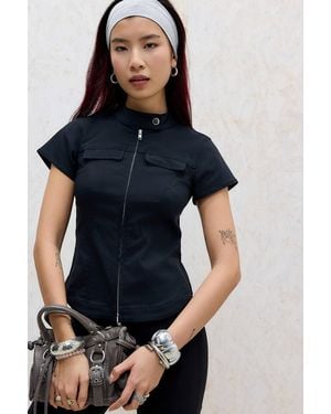 Silence + Noise Silence + Noise Simi Moto Shirt Jacket - Blue