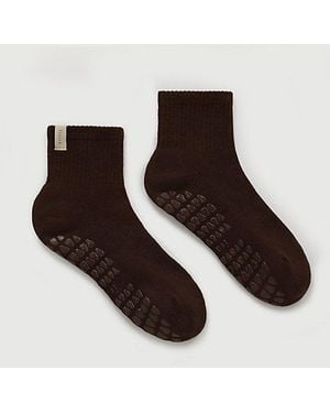 Fraise Quarter Crew Grip Sock - Brown