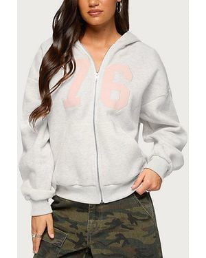 Edikted 76 Zip Up Hoodie - White