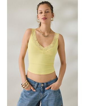 Out From Under Oh Baby V-Neck Lace Trim Tank Top - Green