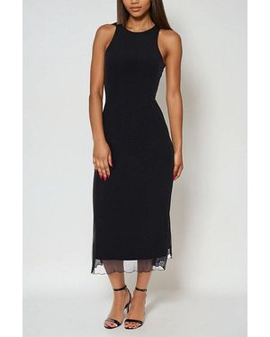 Bebe Power Mesh A-Line Midi Dress - Black
