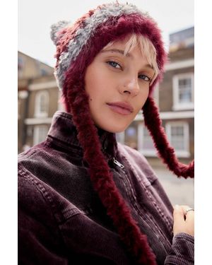 Urban Outfitters Uo Teddy Stripe Bonnet - Purple