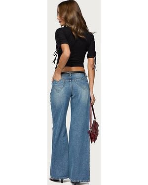 Edikted Casta Heart Low Rise Baggy Jeans - Blue