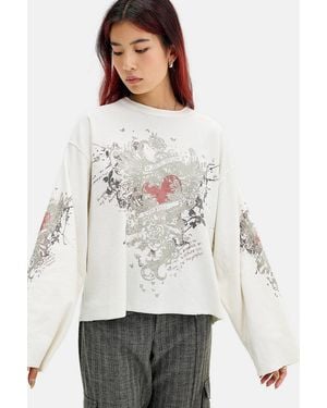 Urban Outfitters Uo Grunge Heart Waffle Skate Graphic Tee - White