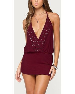 Edikted Maela Stud & Grommet Mini Dress - Red