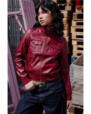 BDG Romy Faux Leather Jacket - Red