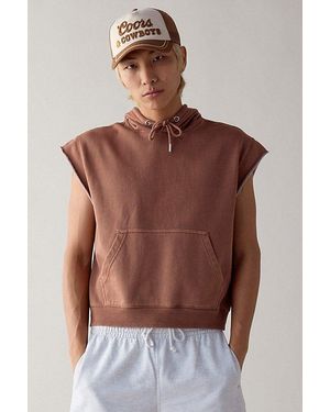 BDG Bonfire Cutoff Cropped Hoodie Sweatshirt - Brown