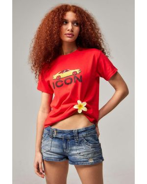 BDG Piper Vintage Wash Micro Shorts - Red