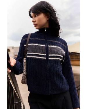 iets frans... Chenille Zip-through Track Top - Blue