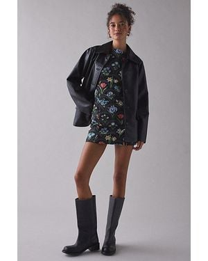 En Saison Daphne Floral Jacquard Boatneck Sheath Mini Dress - Black