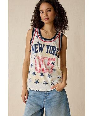 BDG New York Graphic Scoop Neck Loose Tank Top - White