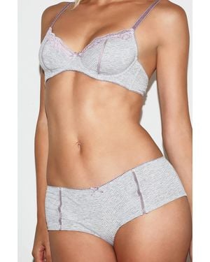 Out From Under Stripe Jersey Micro Shorts - Blue