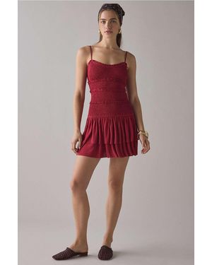 Kimchi Blue Heidi Smocked Mini Dress - Red
