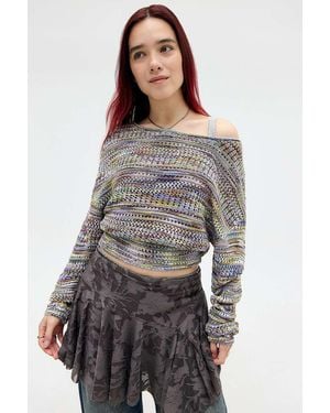 Urban Outfitters Uo Spacedye Stitch Jumper Xs At - Grey