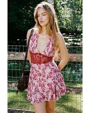 Kimchi Blue First Dance Plunging Halter Neck Mini Dress - Red