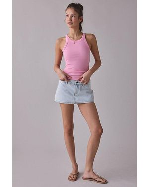 BDG Off-Duty Ribbed Round Neck Tank Top - Pink
