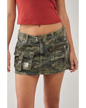 BDG Julia Camouflage Cargo Mini Skirt - Green