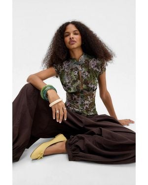 Silence + Noise Silence + Noise Juni Keyhole Flocked Top - Black
