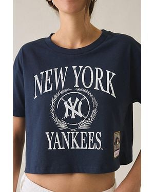 Mitchell & Ness Mlb Team Graphic Boxy Cropped Tee - Blue