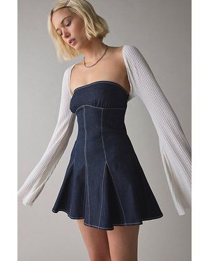 Vintage & ReMADE by UO Remade By Uo Remnants Textured Knit Shrug Top - Blue