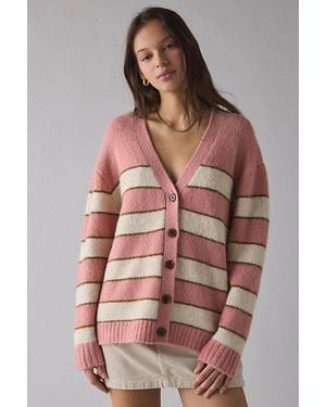 BDG Eliot Striped Oversized Cardigan - Brown