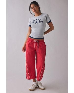 BDG Fast Track Low-Rise Cropped Nylon Pants - Red