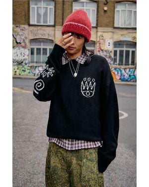 Urban Outfitters Uo Black Doodle Jumper