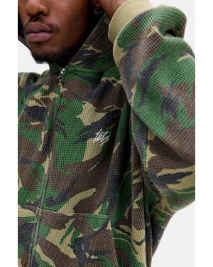 iets frans... Camo Zip-through Waffle Hoodie - Green