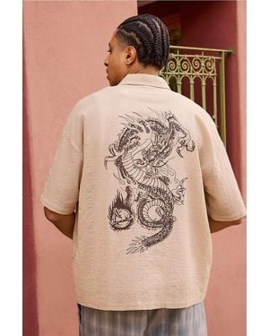 Ed Hardy Uo Exclusive Seersucker Short Sleeve Shirt - Natural
