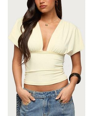 Edikted Flutter Plunging V Neck Top - Multicolor