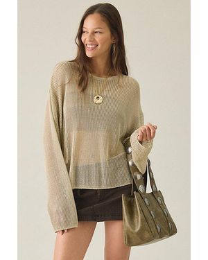 Lioness Bloom Sheer Oversized Long Sleeve Top - Green