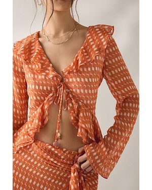 JACQUIE THE LABEL Ruffle Long Sleeve Flyaway Top - Orange