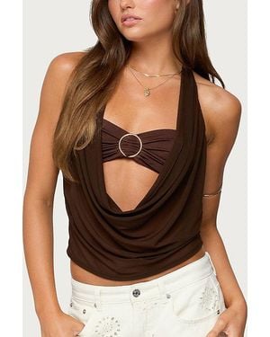 Edikted Issey Layered Bra Cowl Neck Top - Black