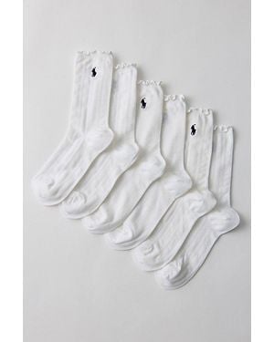 Polo Ralph Lauren Openwork Lettuce Edge Cuff Socks 3-Pack - Gray