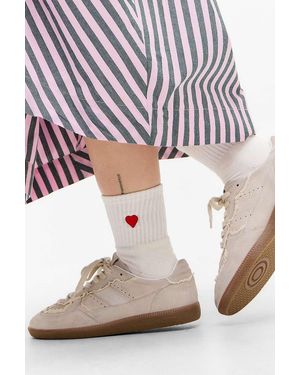 Out From Under Heart Icon Crew Socks - Natural