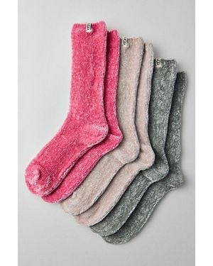 UGG Leda Sparkle Cozy Sock 3-Pack - Pink