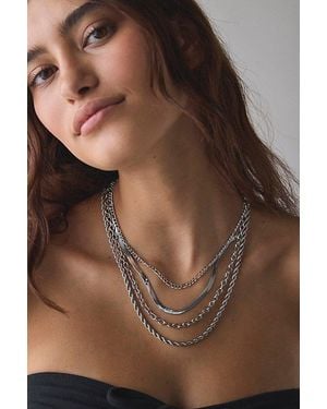 Urban Outfitters Essential Waterproof Chain Layering Necklace Set - Brown