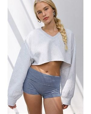 Out From Under Hang Back V-Neck Long Sleeve Cropped Pullover - White