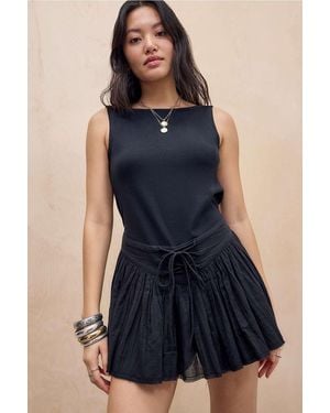 Silence + Noise Silence + Noise Luilia Slash Neck Romper - Blue
