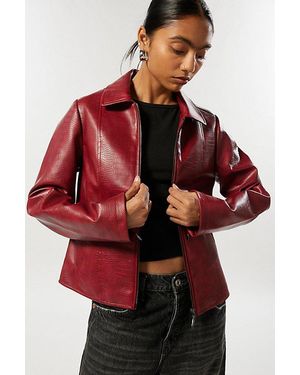 Silence + Noise Fallon Snake Embossed Faux Leather Jacket - Red