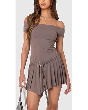 Edikted Tala Belted Off Shoulder Mini Dress - Purple