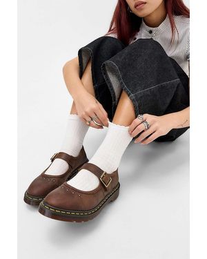 Dr. Martens Brown Flower Mary Jane Shoes - Black