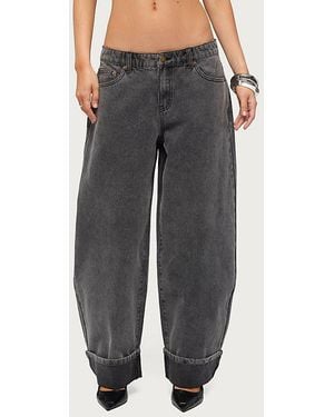 Edikted Petite Kella Low Rise Baggy Jean - Black